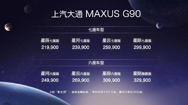 上汽大通MAXUS G90上市 售21.99-32.99万元